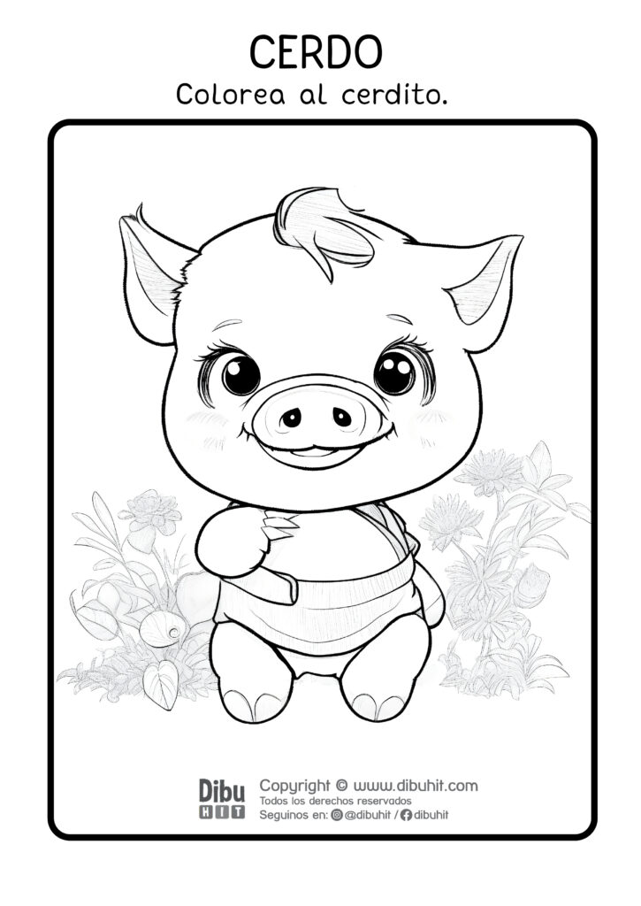 Dibujo de una cerdito para colorear