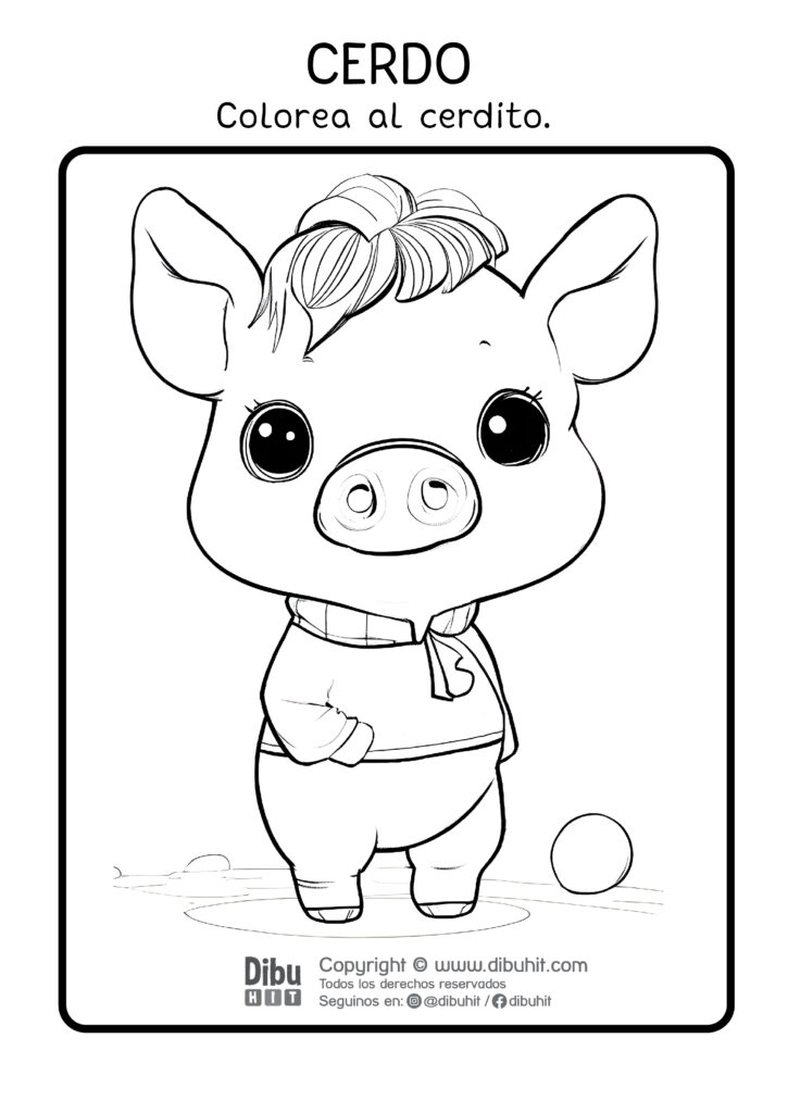 Dibujo de una cerdito para colorear