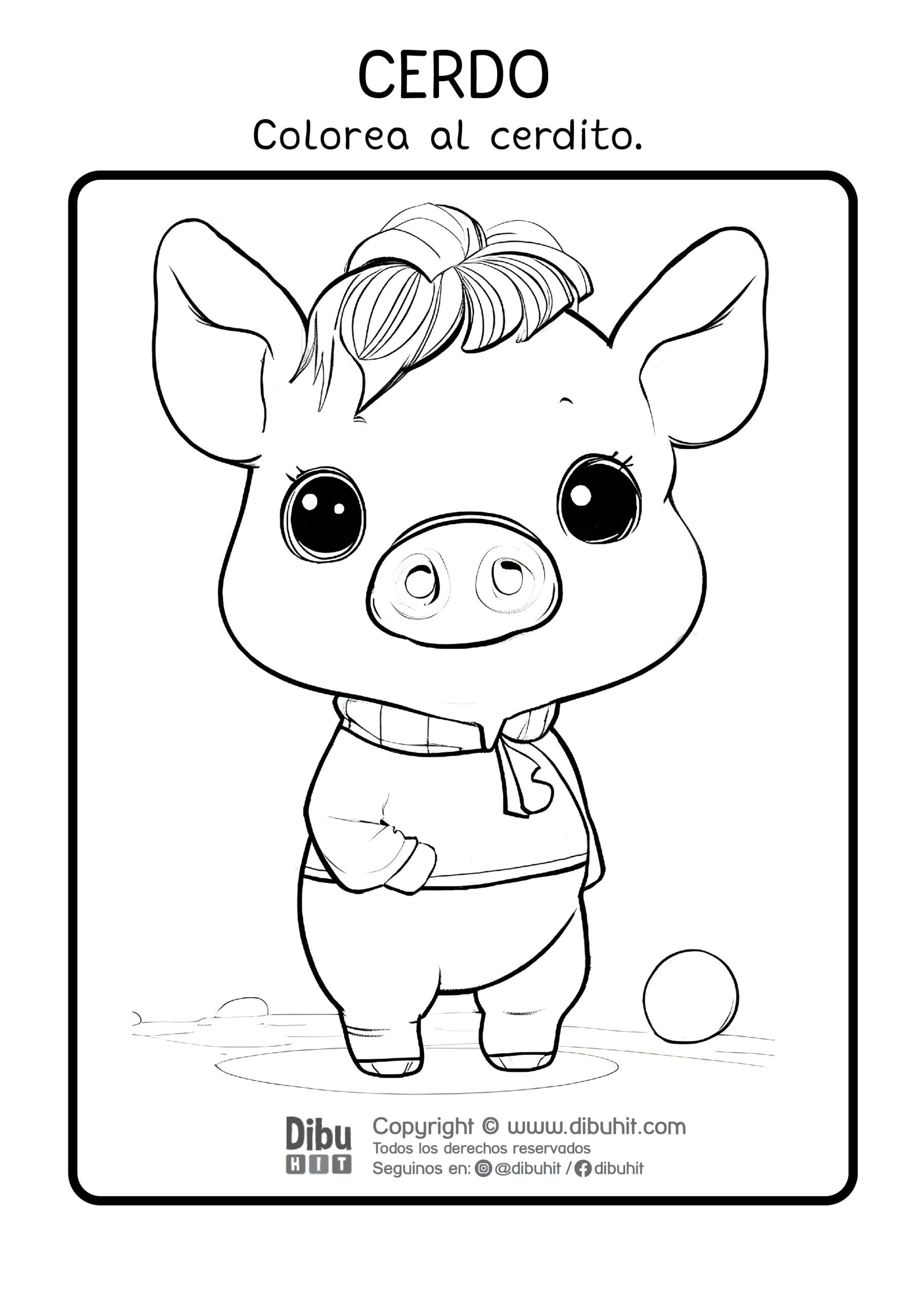 Dibujo de una cerdito para colorear