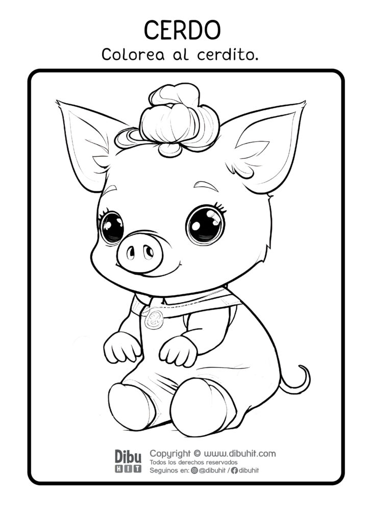 Dibujo de una cerdita cerdito para colorear