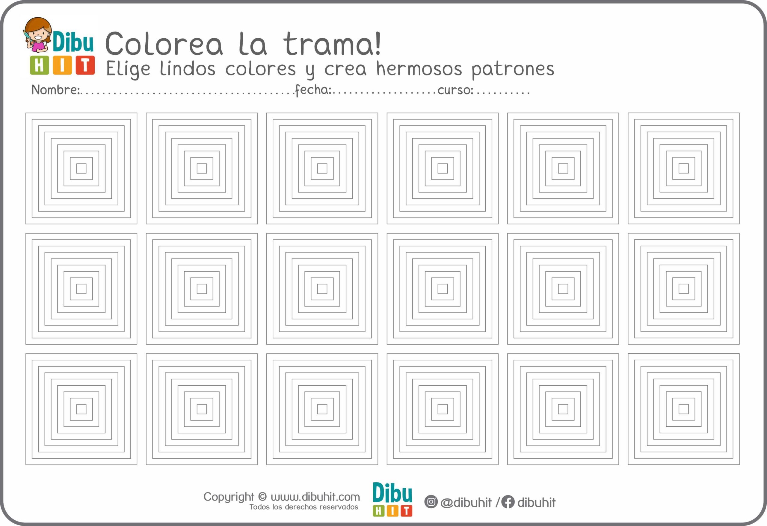 Dibujo para colorear trama geometrica de cauadrados