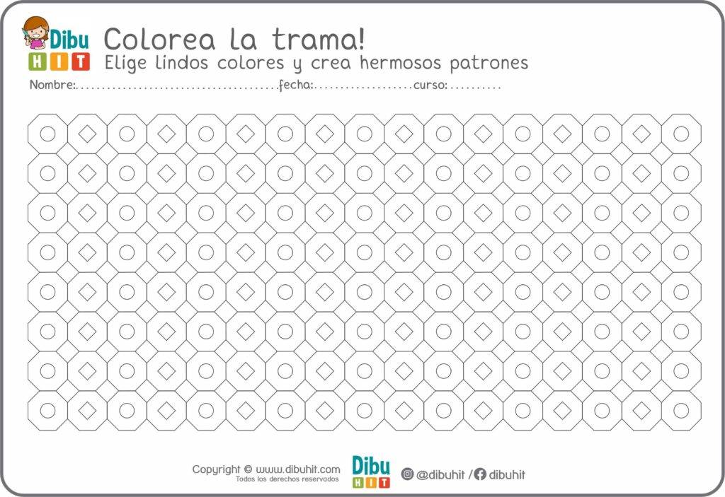 Actividad didactica dibujo para colorear trama geometrica