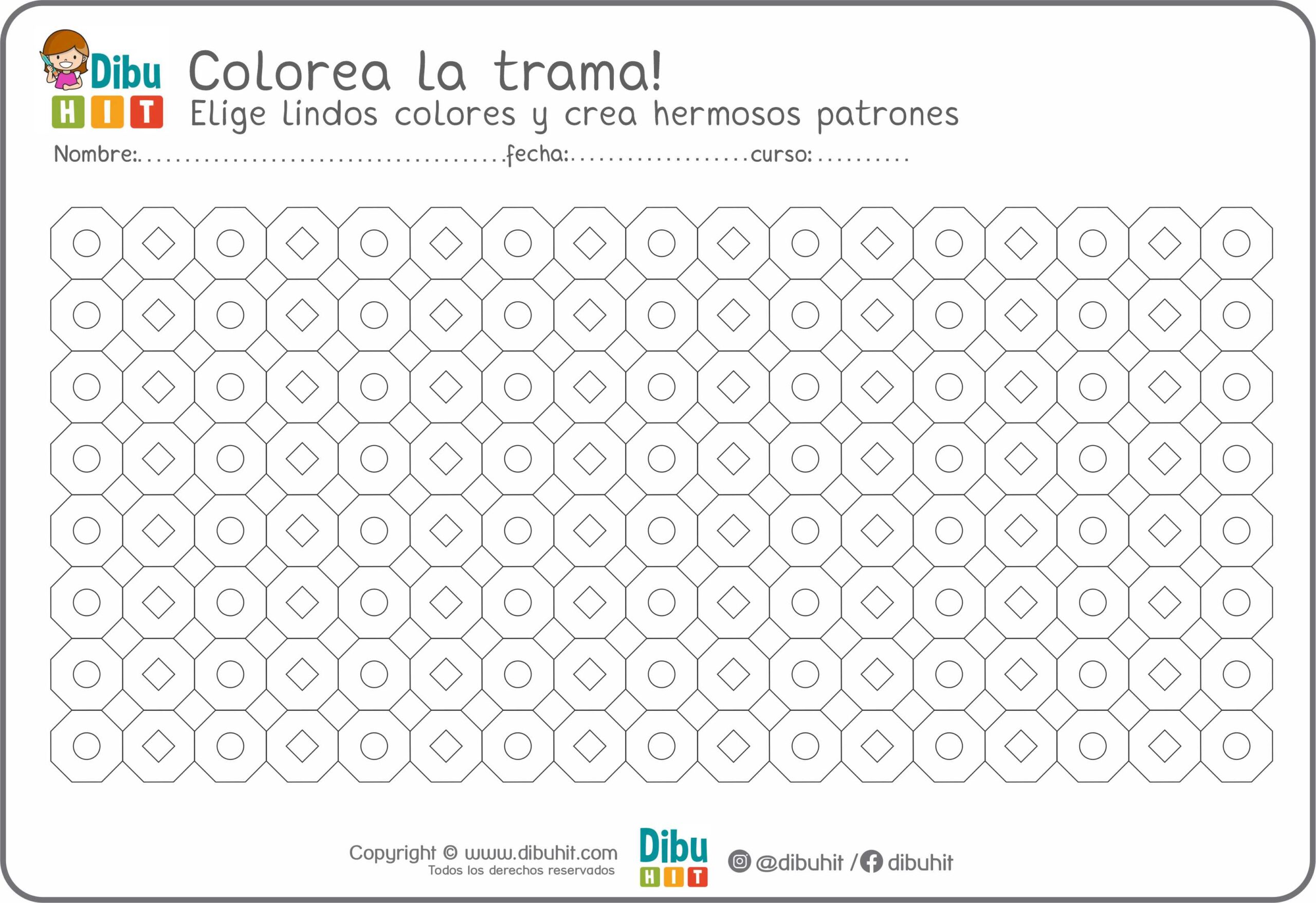 Actividad didactica dibujo para colorear trama geometrica