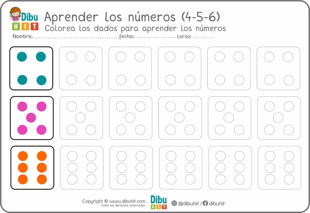 Dados numeros colores