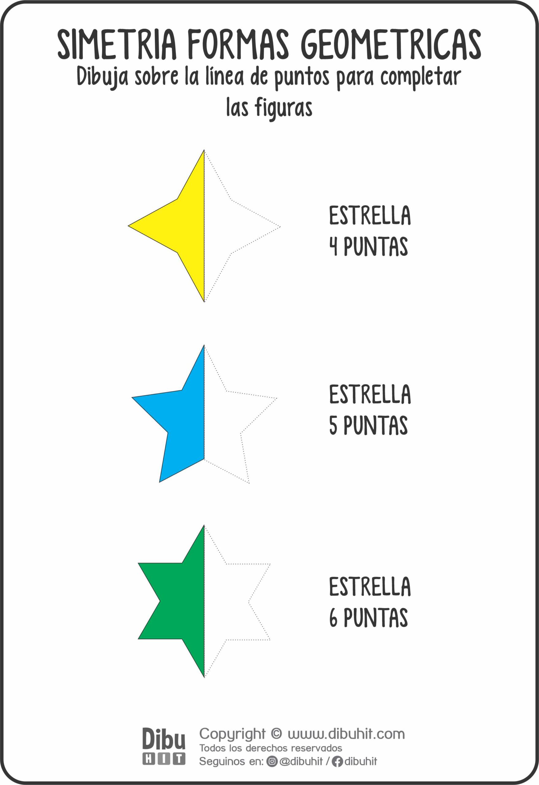 Ficha didactica simetria de formas geometricas estrellas