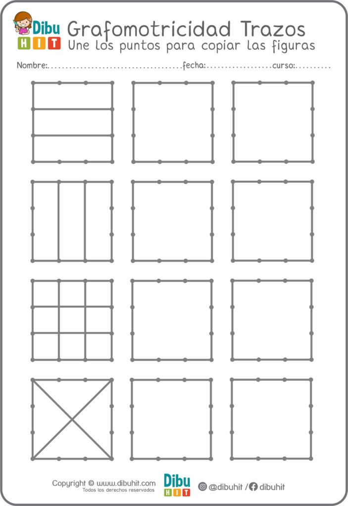 Grafotmotricidad cuadrados puntos trazos lineas