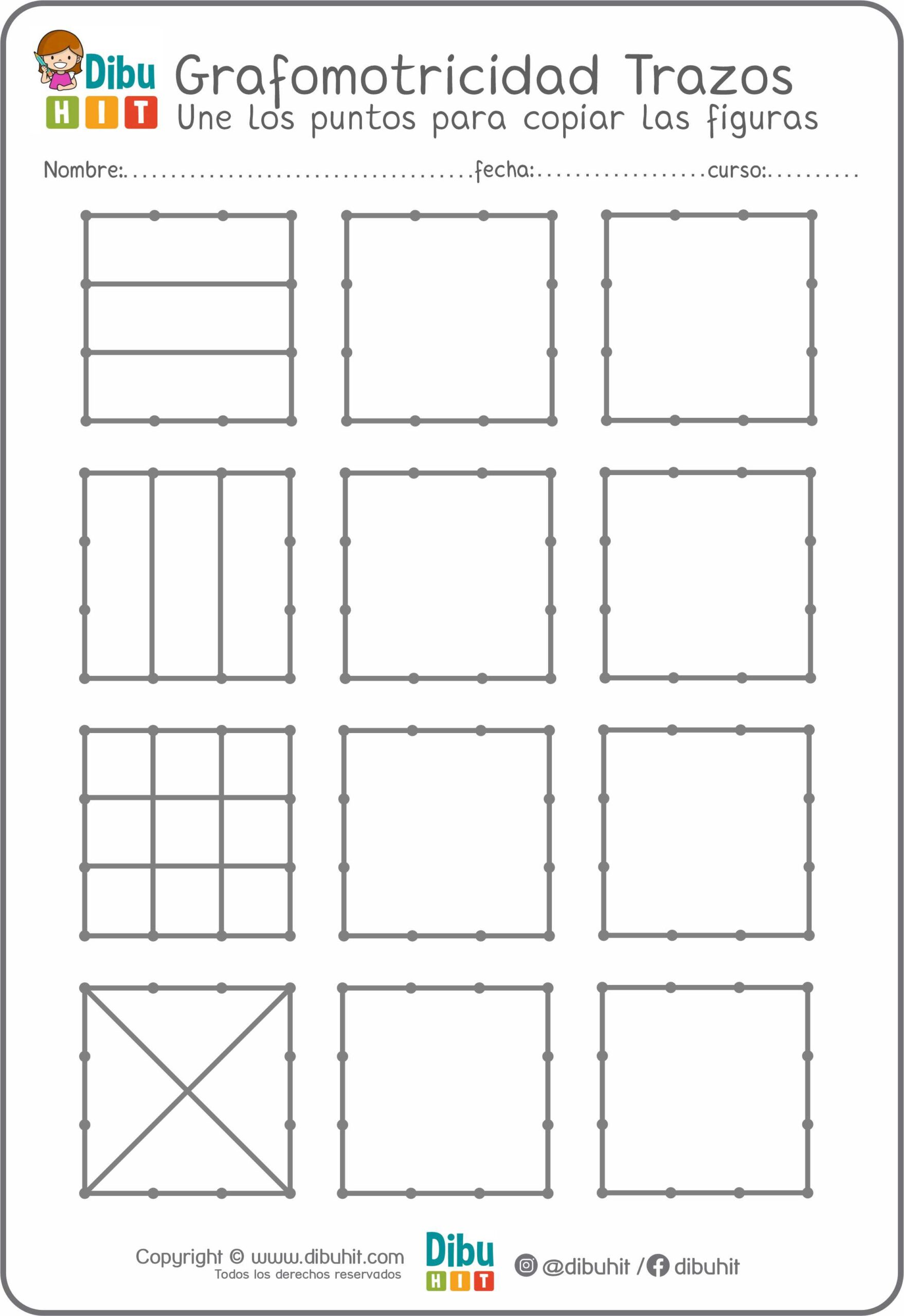 Grafotmotricidad cuadrados puntos trazos lineas