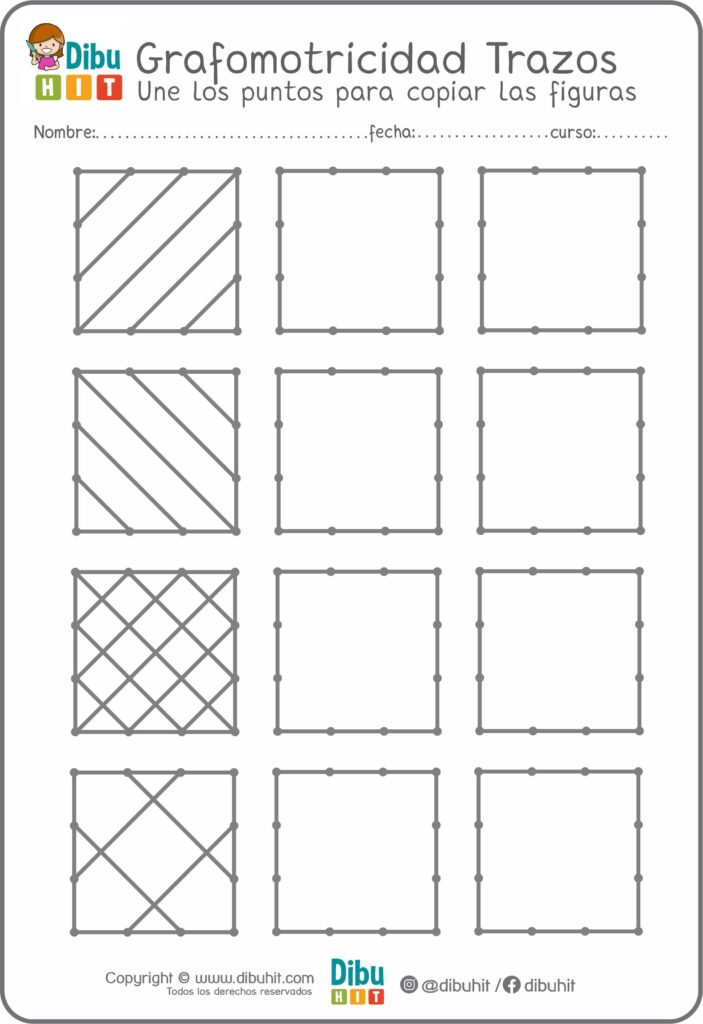 Grafotmotricidad cuadrados puntos trazos lineas