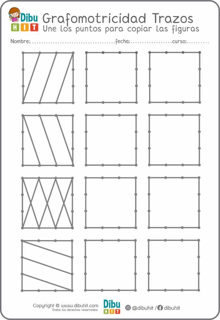 Grafotmotricidad cuadrados puntos trazos lineas