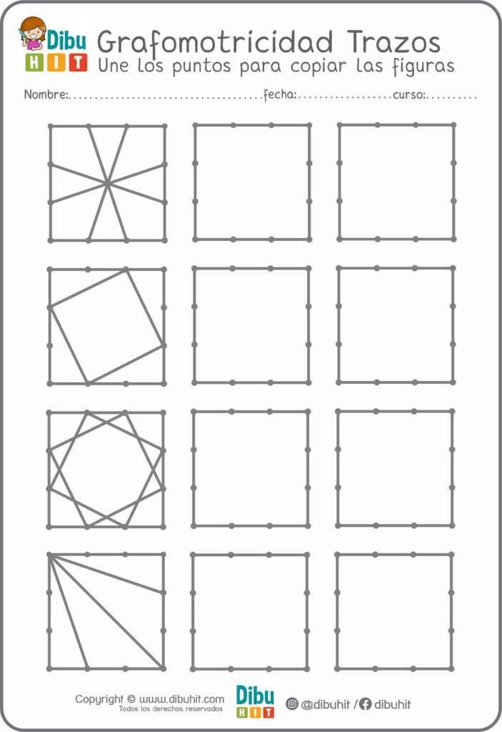 Grafotmotricidad cuadrados puntos trazos lineas