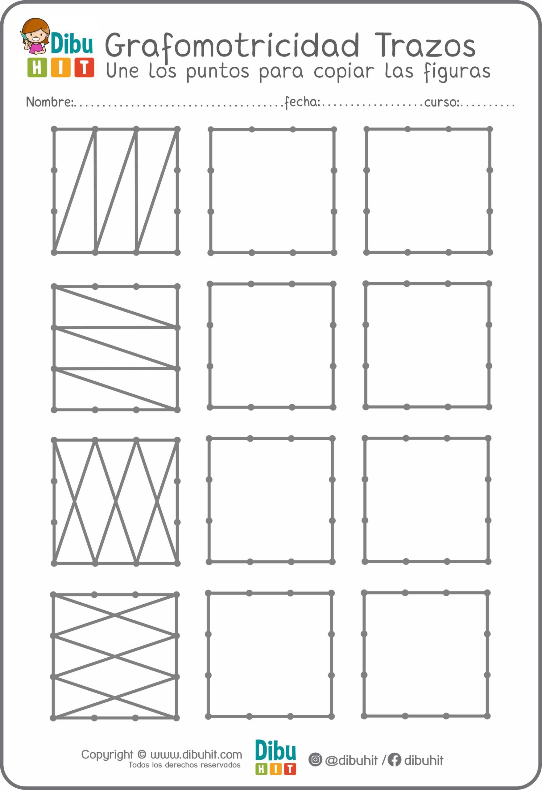 Grafotmotricidad cuadrados puntos trazos lineas