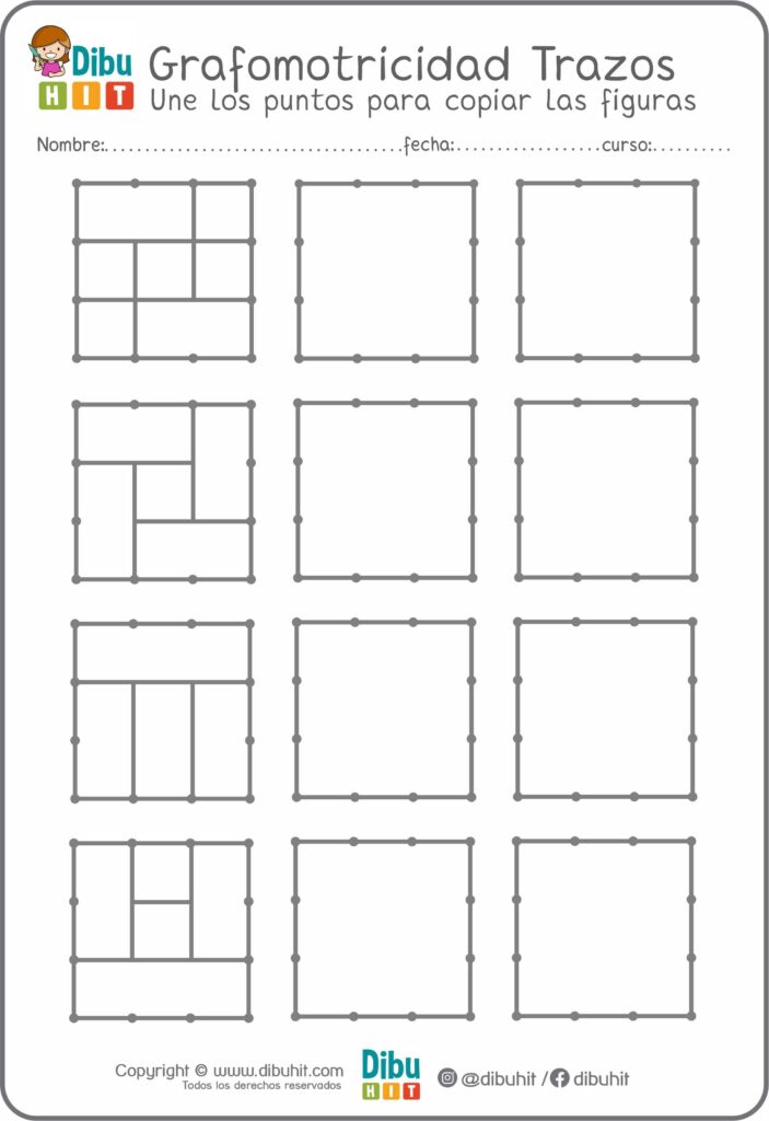 Grafotmotricidad cuadrados puntos trazos lineas