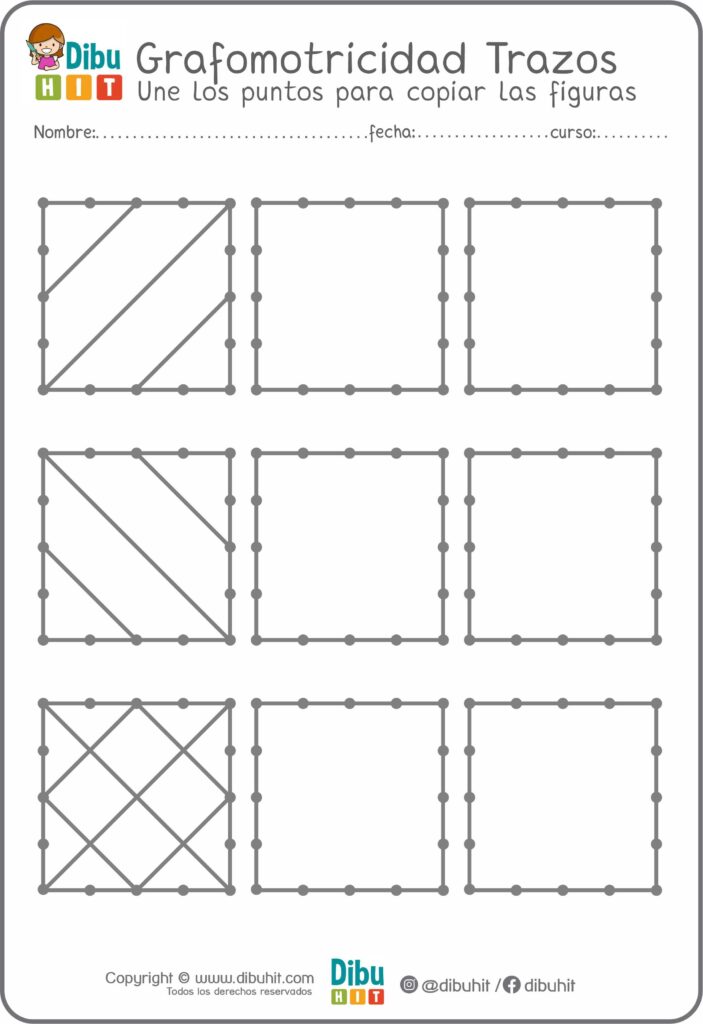 Grafotmotricidad cuadrados puntos trazos lineas