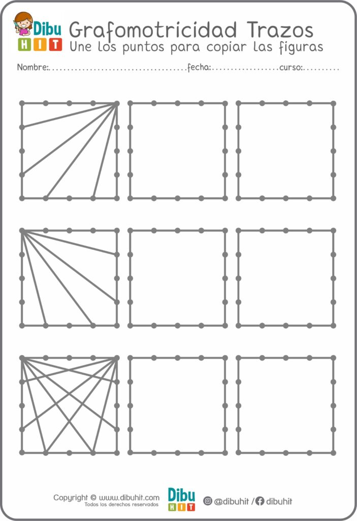 Grafotmotricidad cuadrados puntos trazos lineas