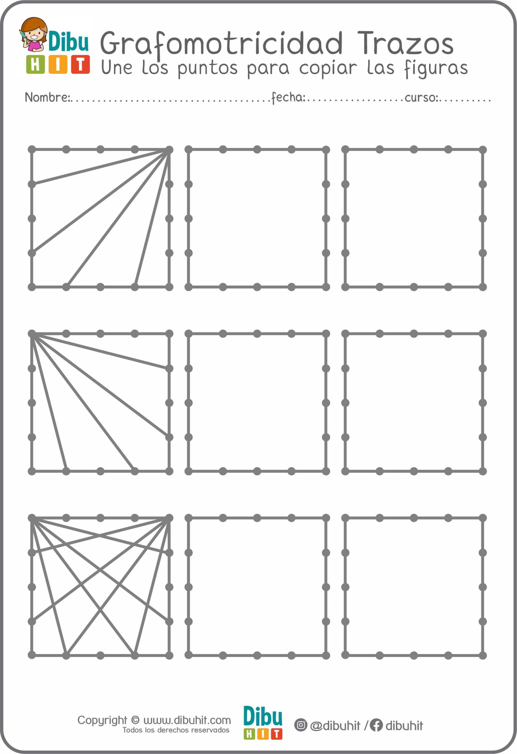 Grafotmotricidad cuadrados puntos trazos lineas