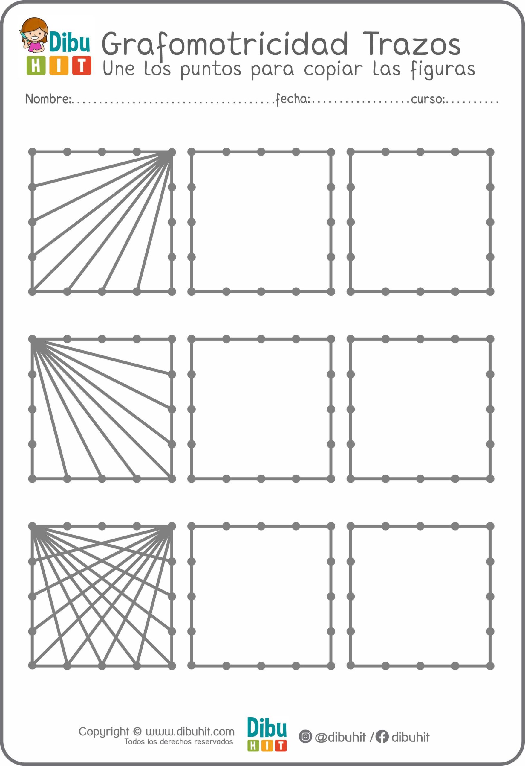 Grafotmotricidad cuadrados puntos trazos lineas