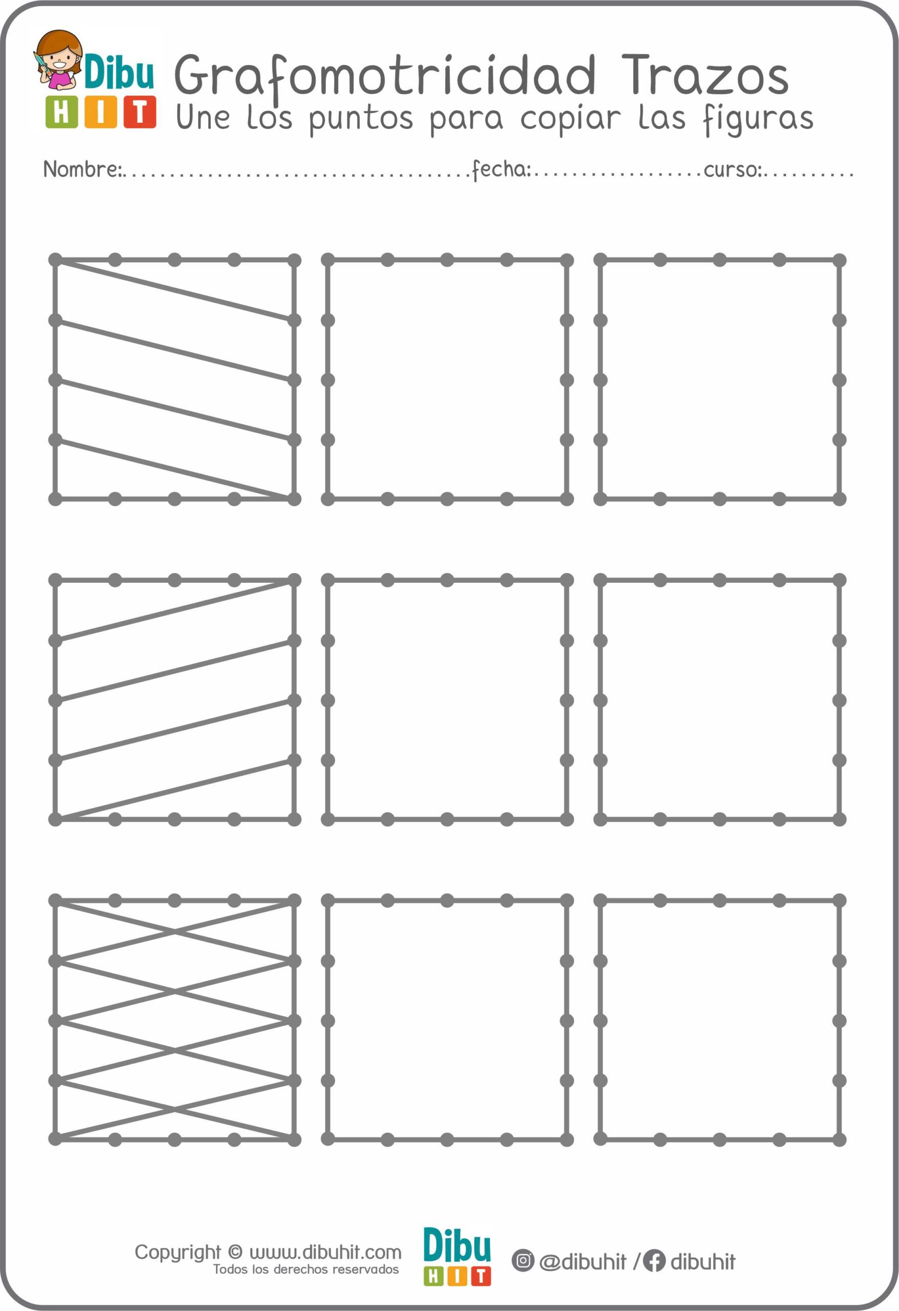 Grafotmotricidad cuadrados puntos trazos lineas