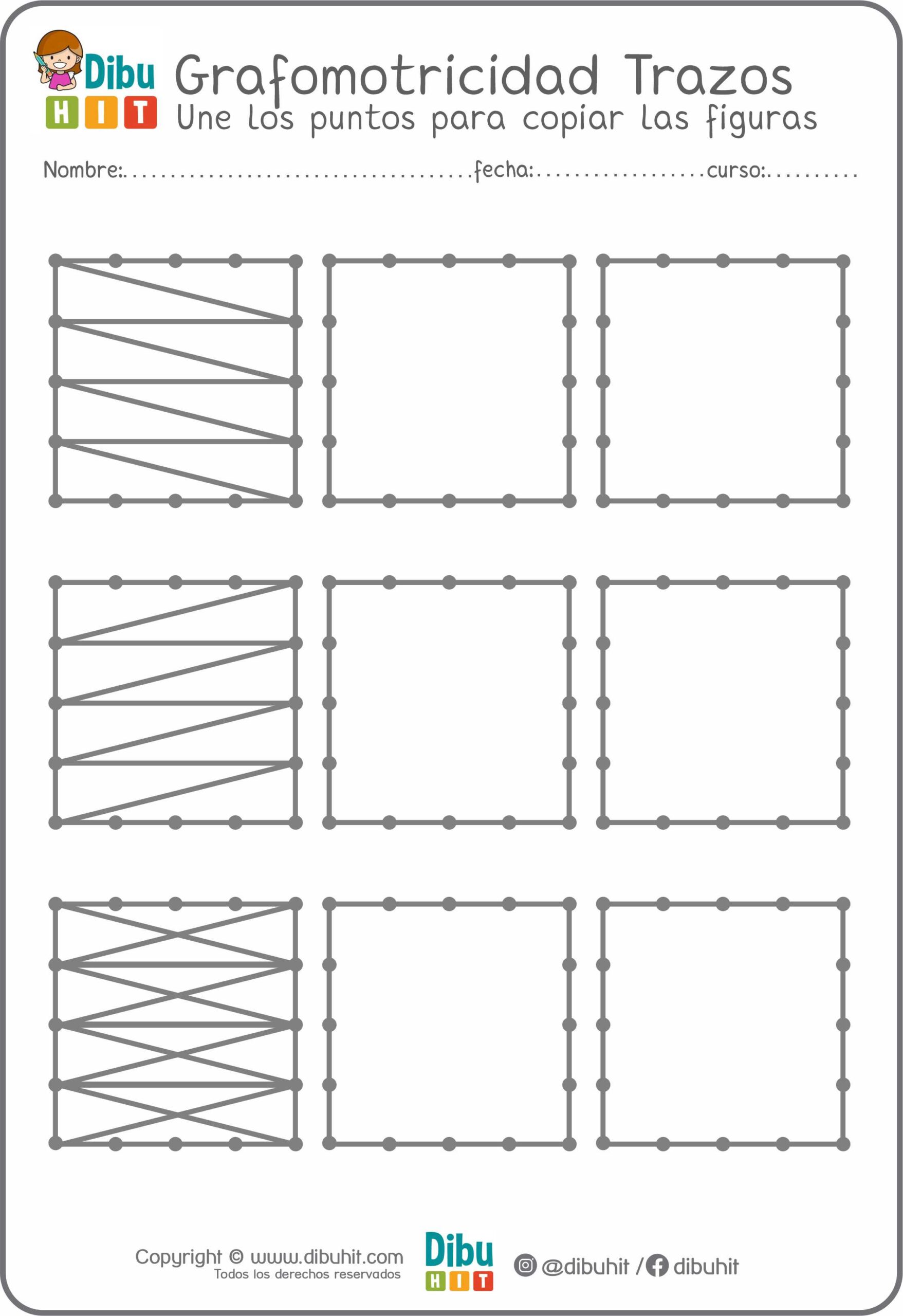 Grafotmotricidad cuadrados puntos trazos lineas