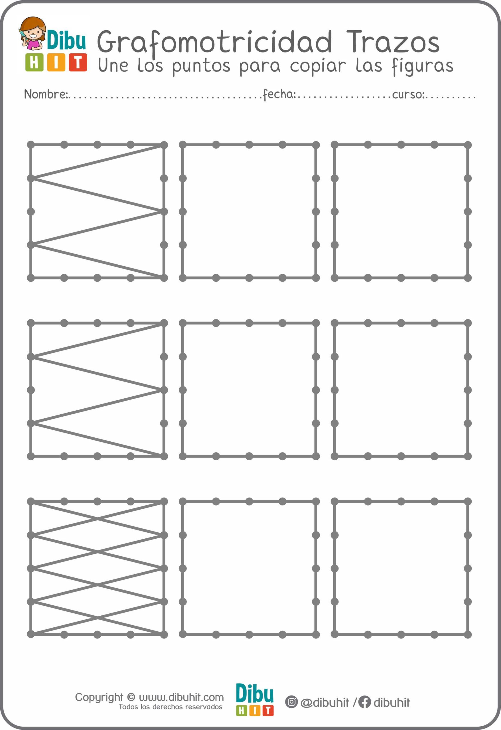 Grafotmotricidad cuadrados puntos trazos lineas