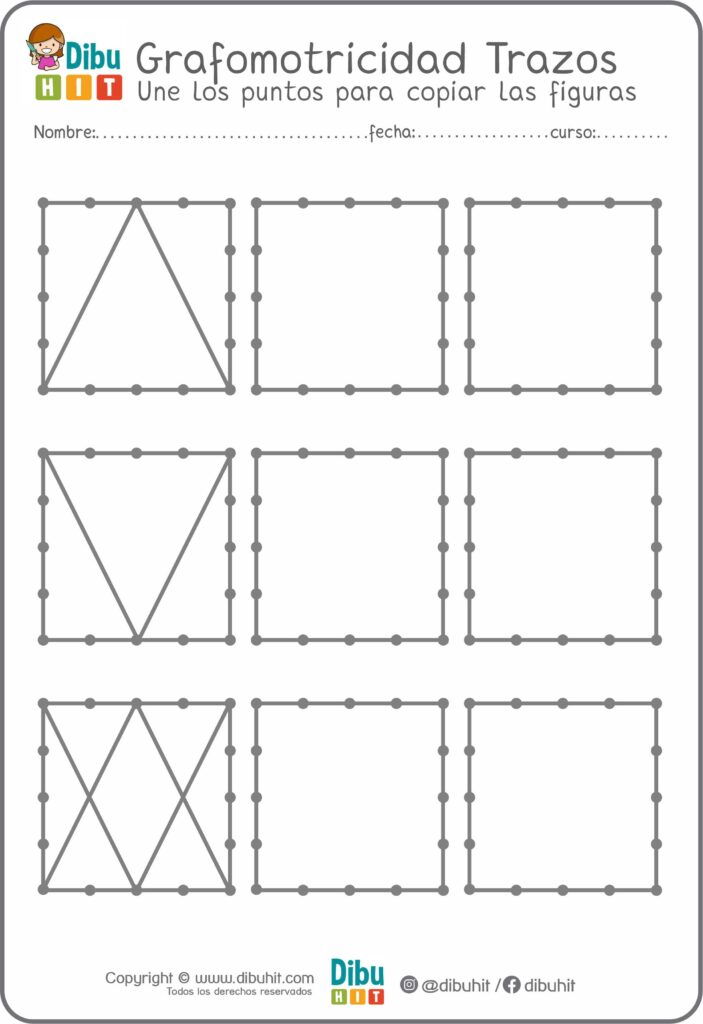 Grafotmotricidad cuadrados puntos trazos lineas