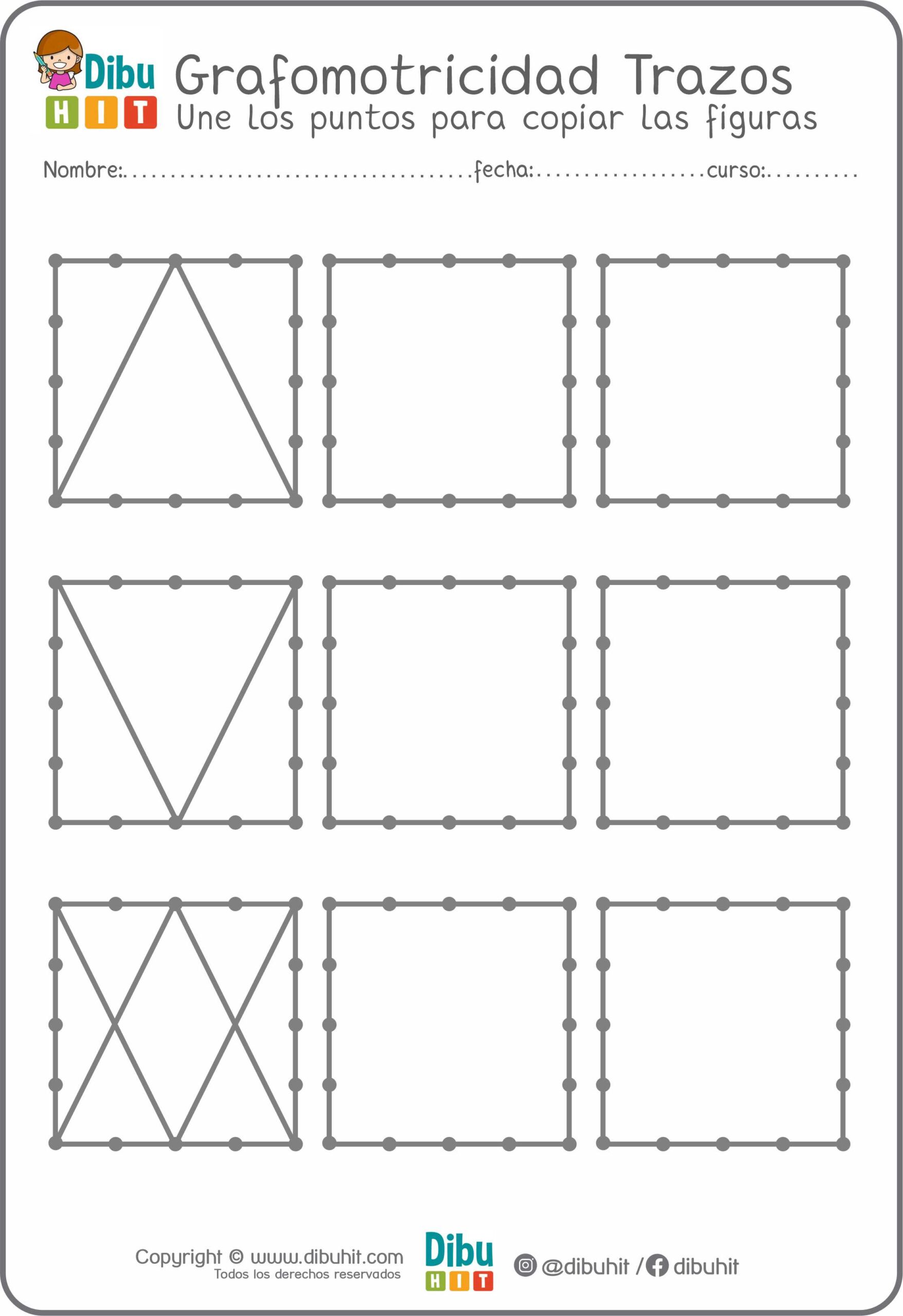 Grafotmotricidad cuadrados puntos trazos lineas