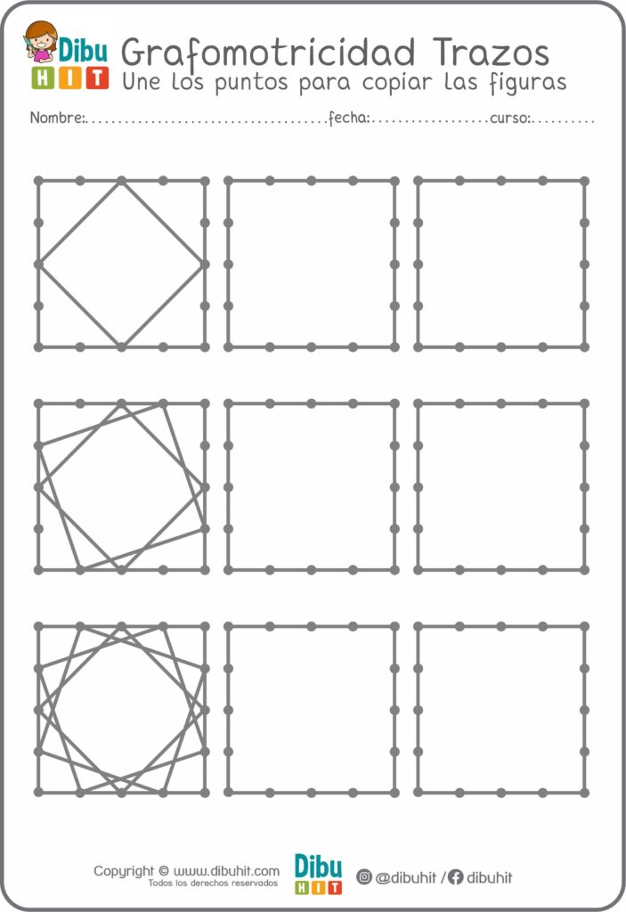 Grafotmotricidad cuadrados puntos trazos lineas