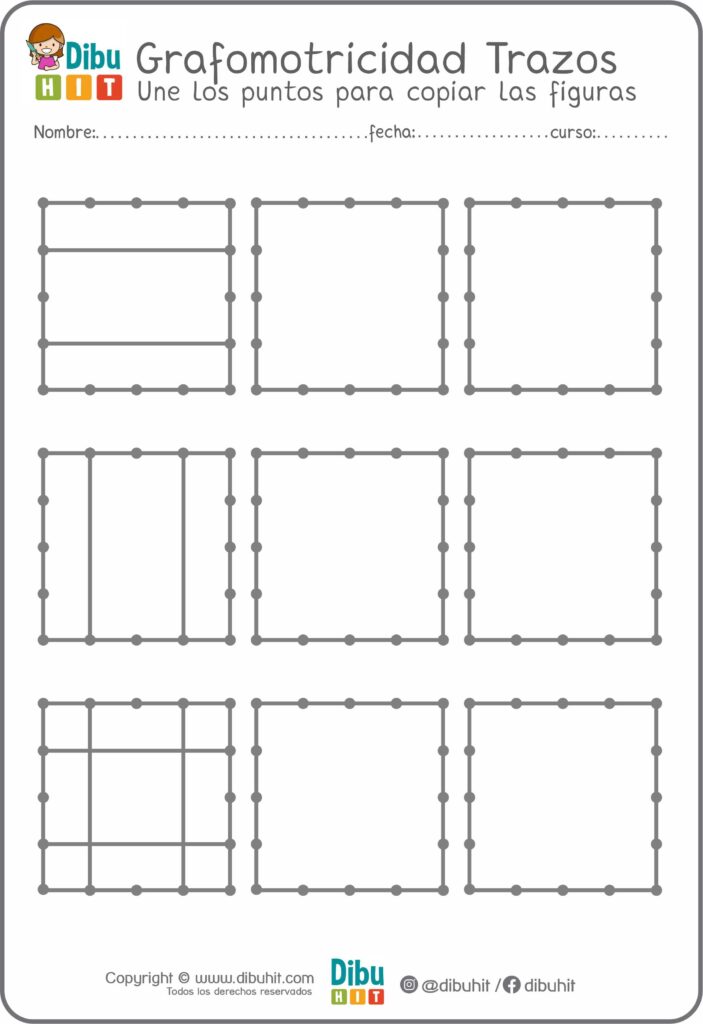 Grafotmotricidad cuadrados puntos trazos lineas