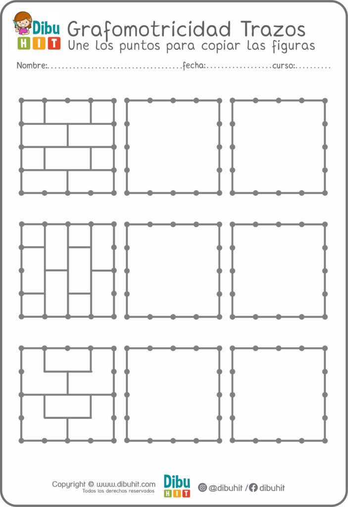 Grafotmotricidad cuadrados puntos trazos lineas