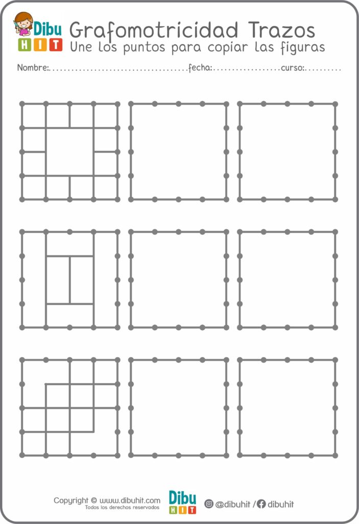 Grafotmotricidad cuadrados puntos trazos lineas