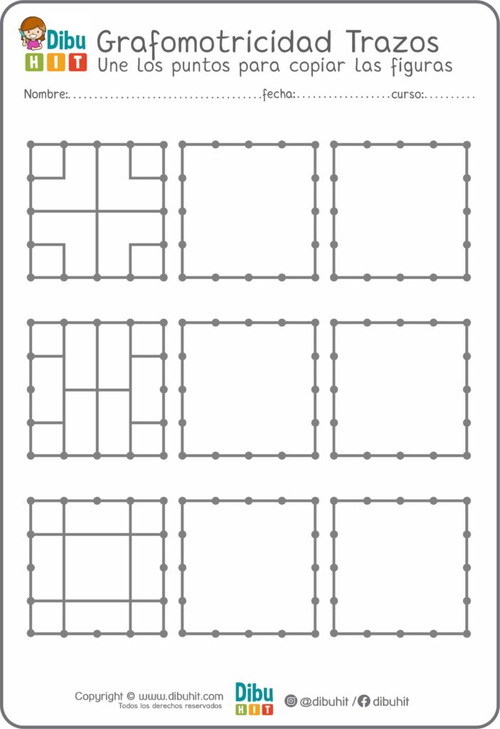 Grafotmotricidad cuadrados puntos trazos lineas