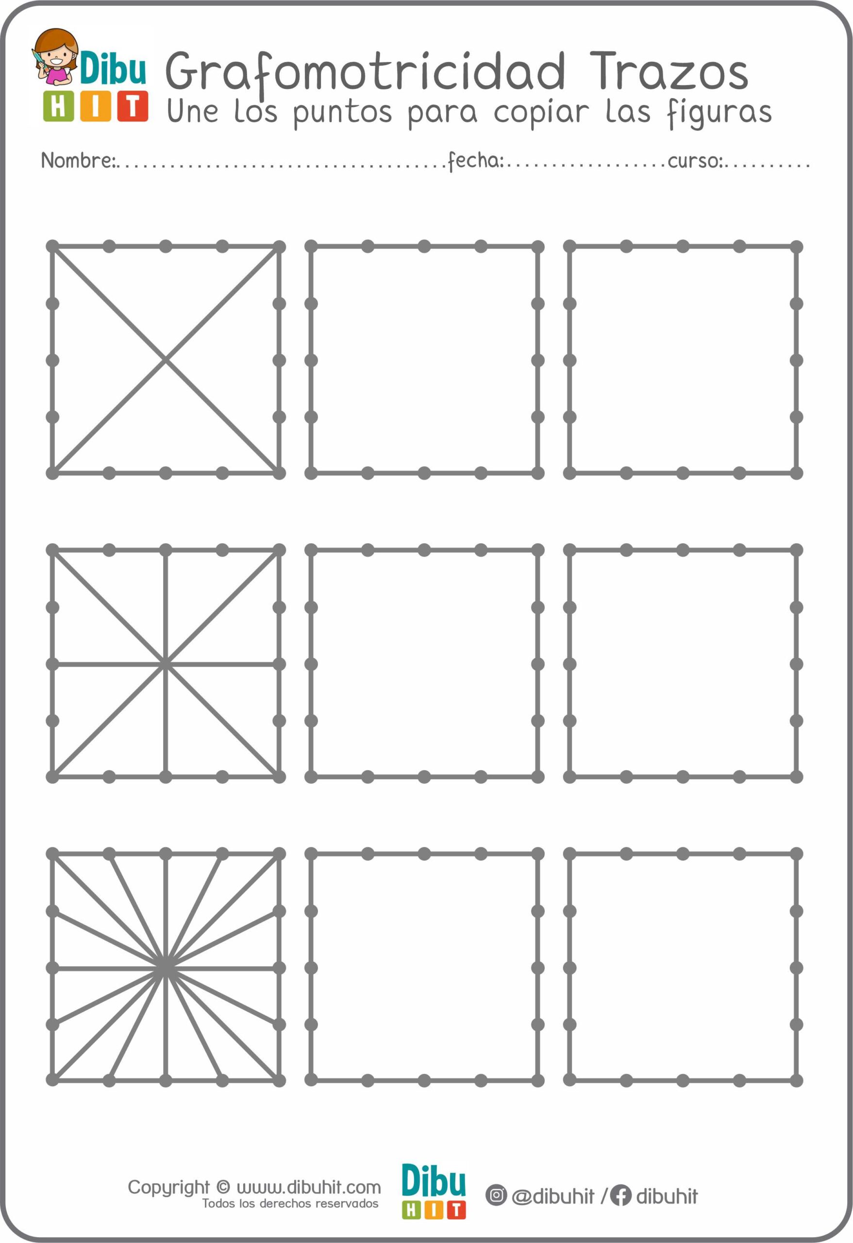 Grafotmotricidad cuadrados puntos trazos lineas