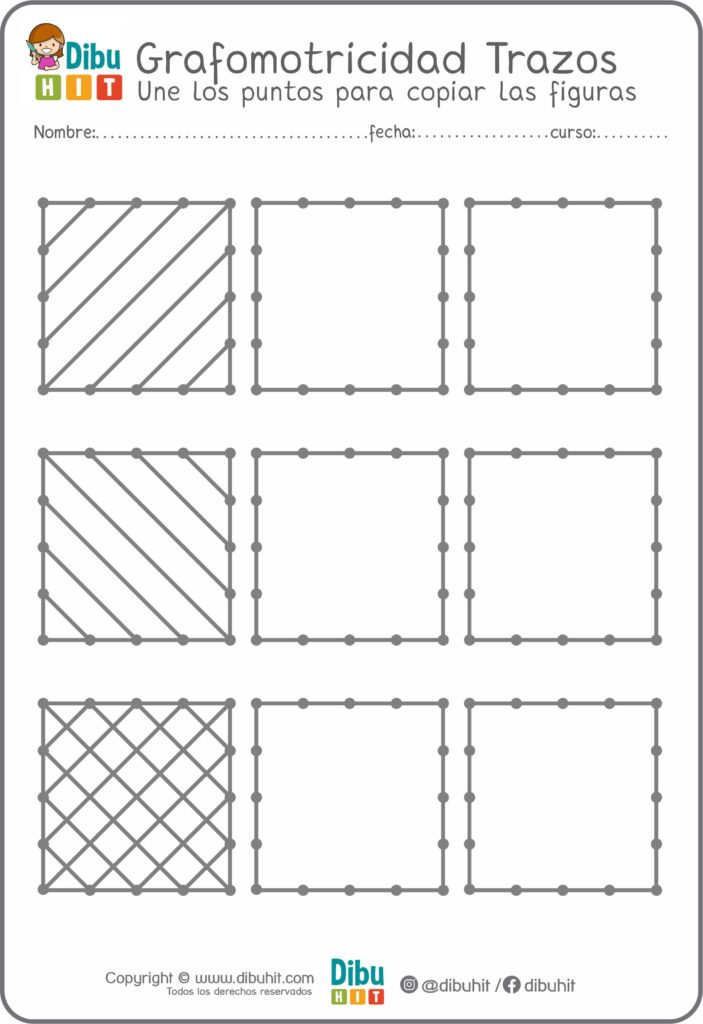 Grafotmotricidad cuadrados puntos trazos lineas