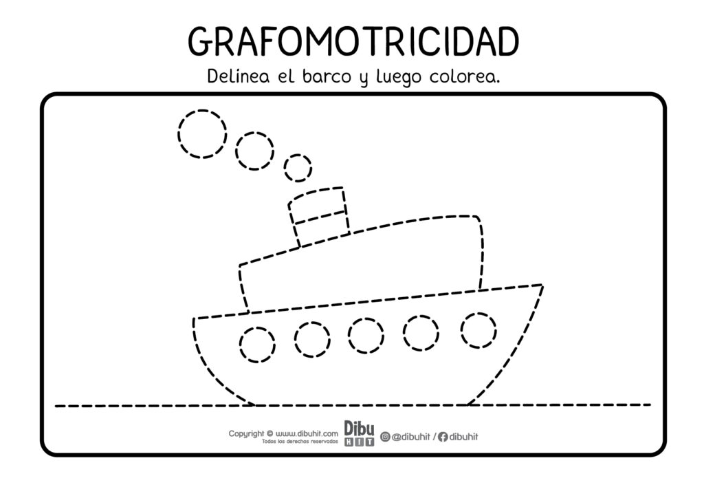 Dibujo actividad colorea y sigue el recorrido del barco