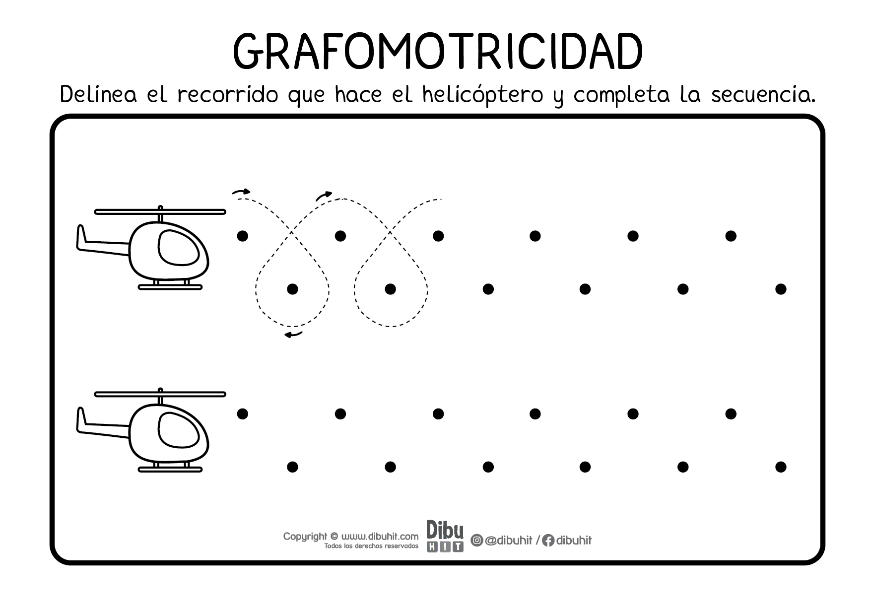 Dibujo Actividad de grafomotricidad sigue el recorrido del helicoptero