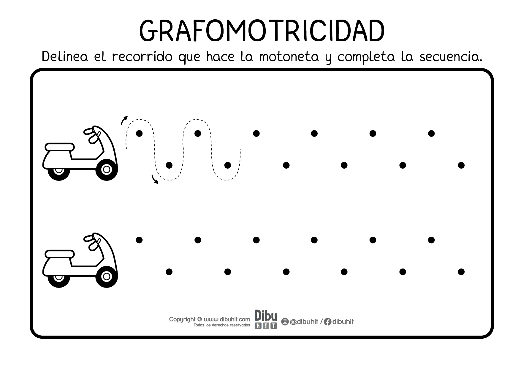 Actividad de grafomotricidad sigue el recorrido del scooter