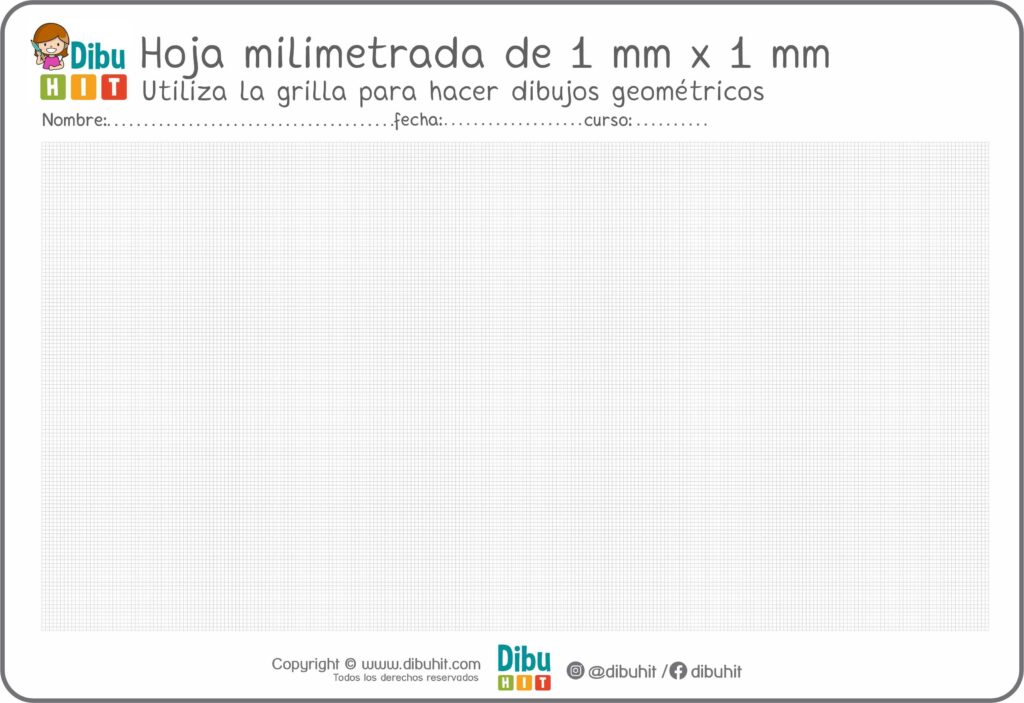 Hoja milimetrada de 1 mm x 1 mm para niños educacion inicial