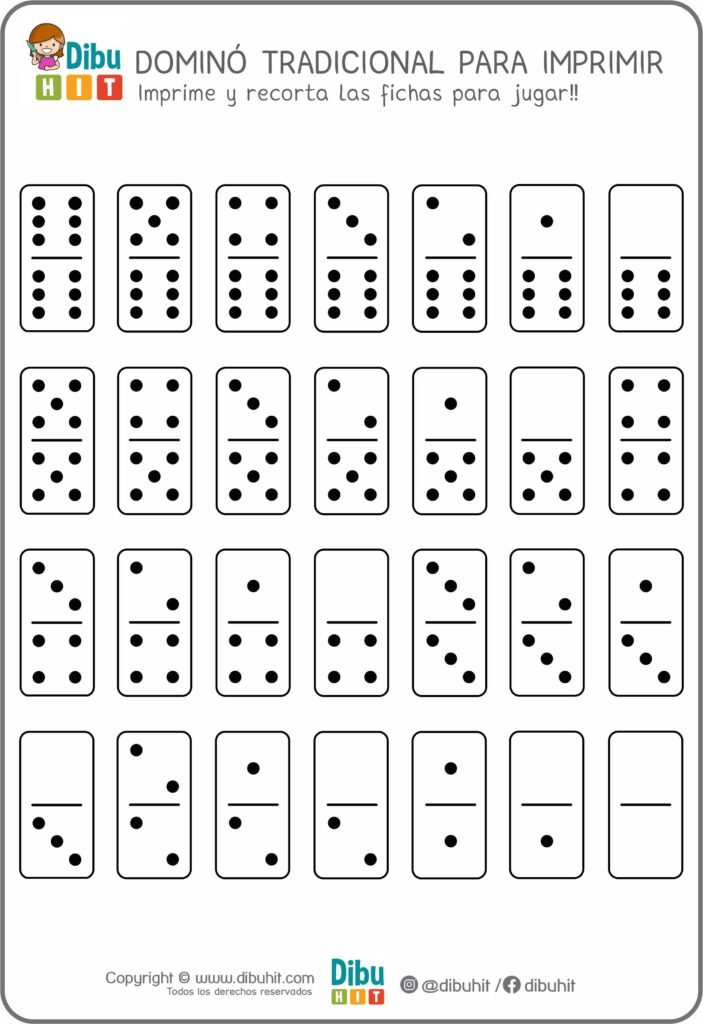 JUEGO FICHAS DOMINO IMPRIMIR