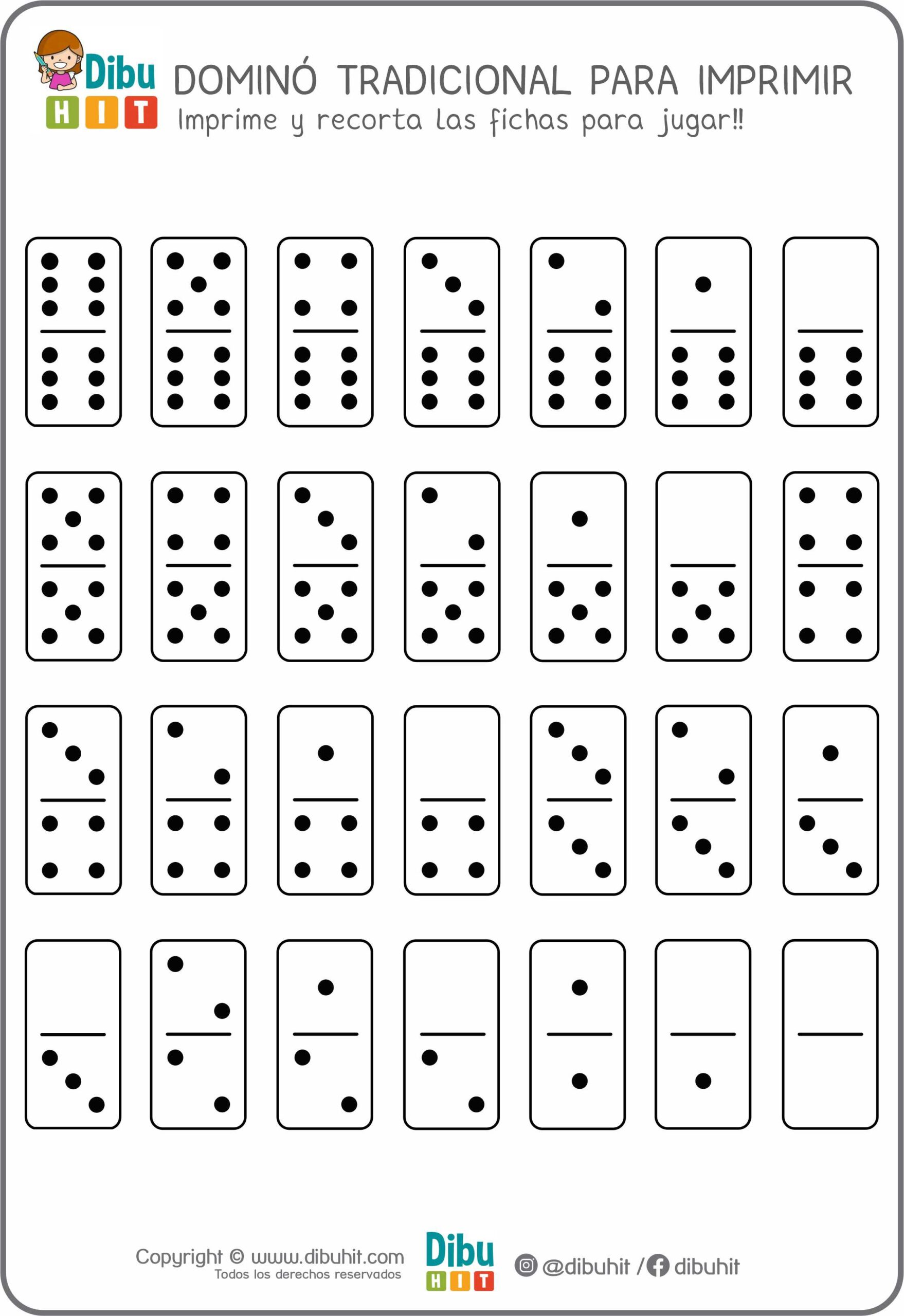 JUEGO FICHAS DOMINO IMPRIMIR