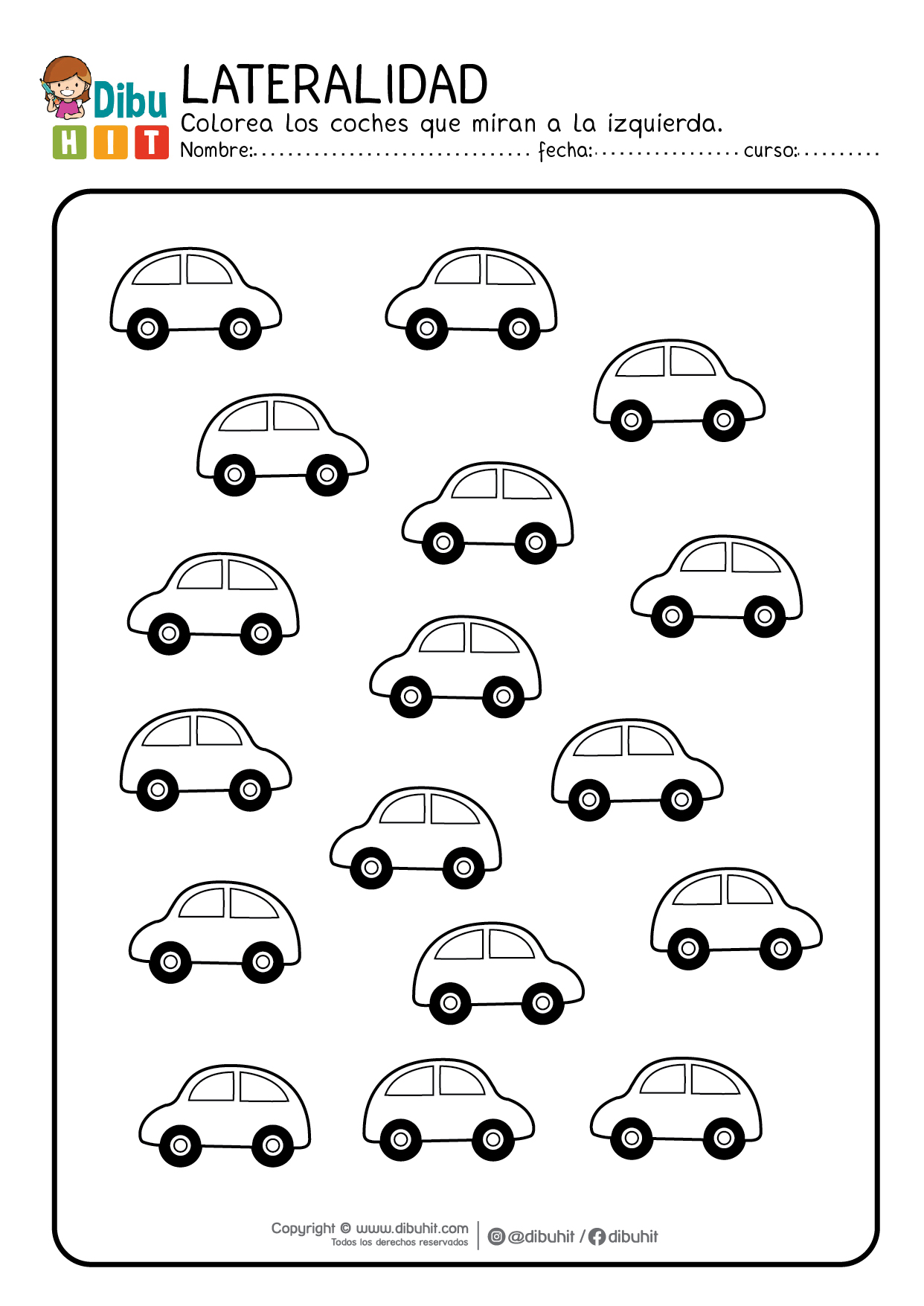 Lateralidad actividad ficha autos coche carros